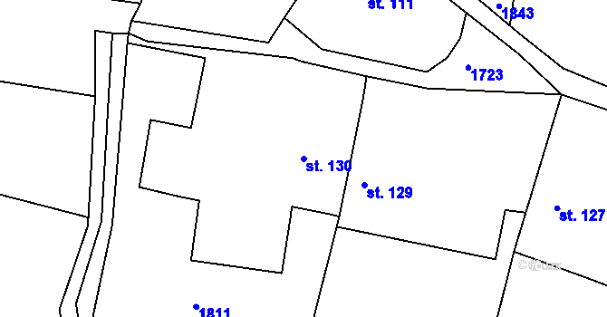 Parcela st. 130 v KÚ Lhotka u Litultovic, Katastrální mapa