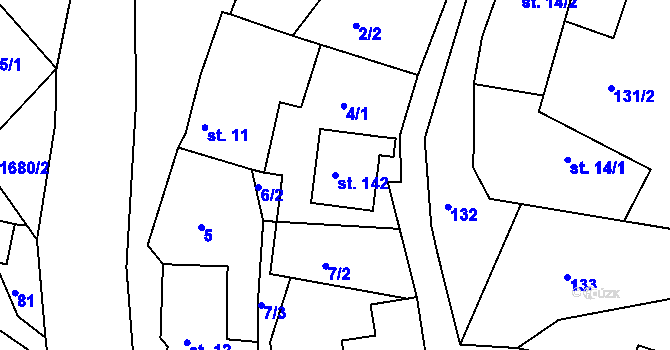 Parcela st. 142 v KÚ Lhotka u Litultovic, Katastrální mapa