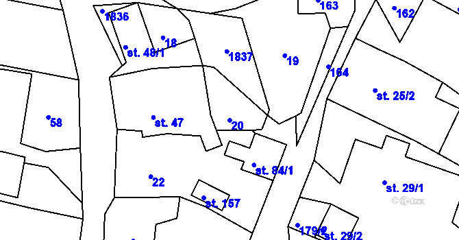 Parcela st. 20 v KÚ Lhotka u Litultovic, Katastrální mapa
