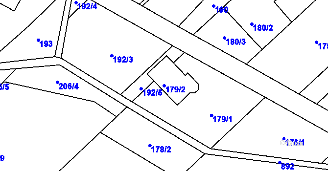 Parcela st. 179/2 v KÚ Lhotka u Ostravy, Katastrální mapa