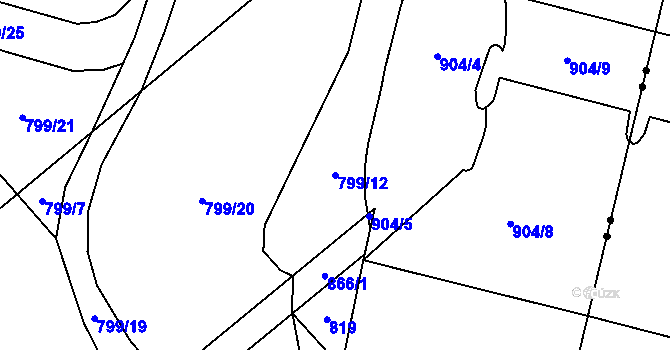 Parcela st. 799/12 v KÚ Lhotka u Ostravy, Katastrální mapa