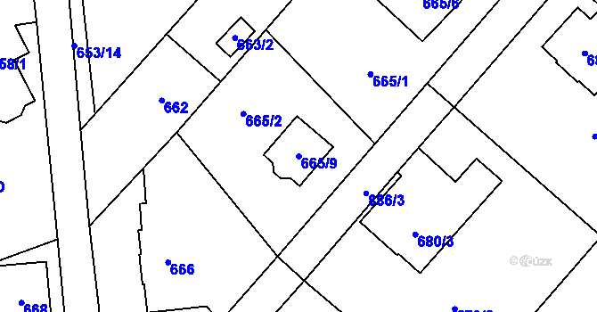 Parcela st. 665/9 v KÚ Lhotka u Ostravy, Katastrální mapa