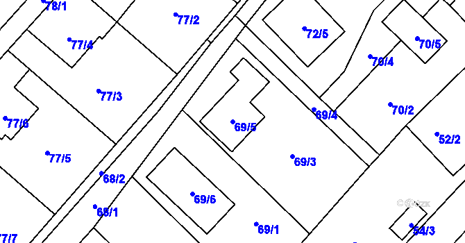 Parcela st. 69/5 v KÚ Lhotka u Ostravy, Katastrální mapa