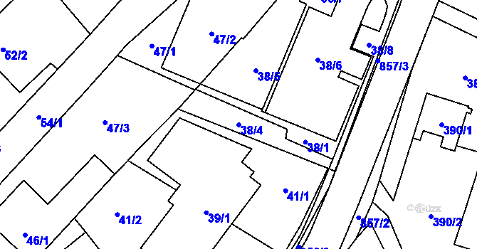 Parcela st. 38/4 v KÚ Lhotka u Ostravy, Katastrální mapa