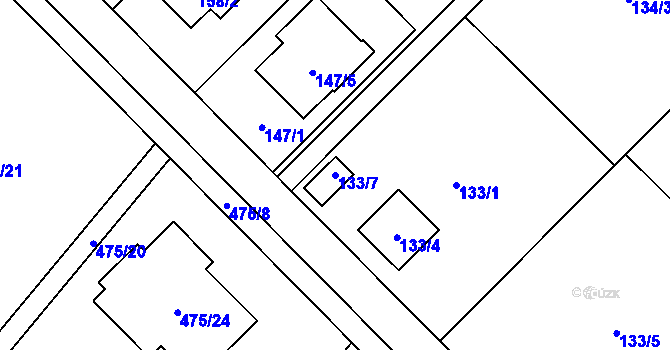Parcela st. 133/7 v KÚ Lhotka u Ostravy, Katastrální mapa