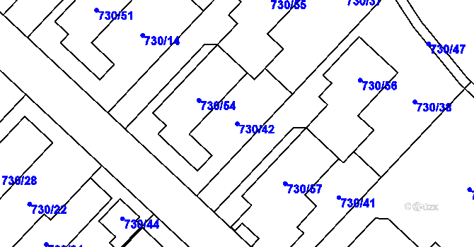 Parcela st. 730/42 v KÚ Lhotka u Ostravy, Katastrální mapa