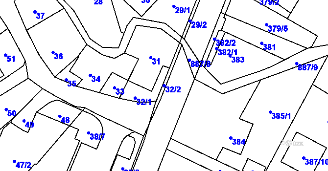 Parcela st. 32/2 v KÚ Lhotka u Ostravy, Katastrální mapa