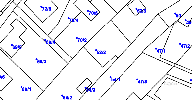 Parcela st. 52/2 v KÚ Lhotka u Ostravy, Katastrální mapa