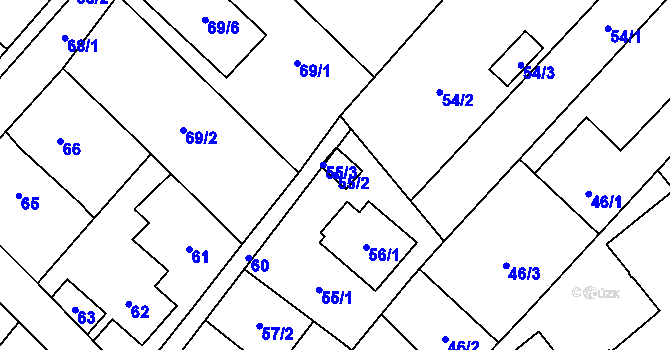 Parcela st. 55/2 v KÚ Lhotka u Ostravy, Katastrální mapa