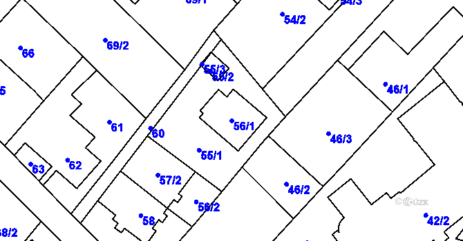 Parcela st. 56/1 v KÚ Lhotka u Ostravy, Katastrální mapa