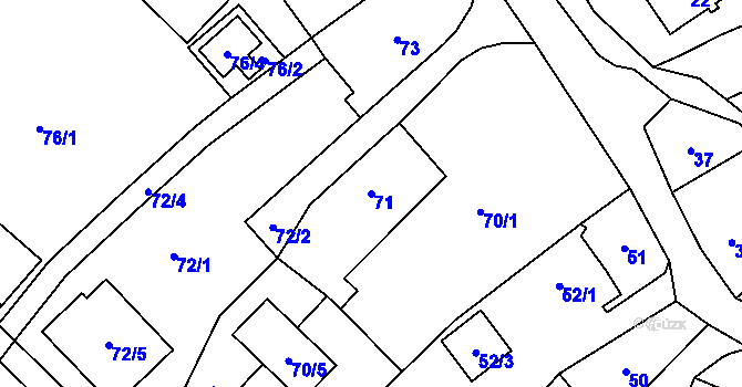 Parcela st. 71 v KÚ Lhotka u Ostravy, Katastrální mapa
