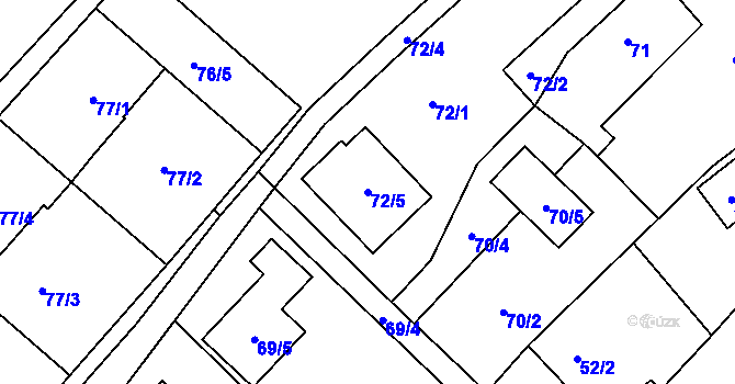 Parcela st. 72/5 v KÚ Lhotka u Ostravy, Katastrální mapa