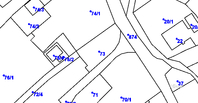 Parcela st. 73 v KÚ Lhotka u Ostravy, Katastrální mapa