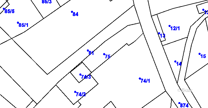 Parcela st. 75 v KÚ Lhotka u Ostravy, Katastrální mapa