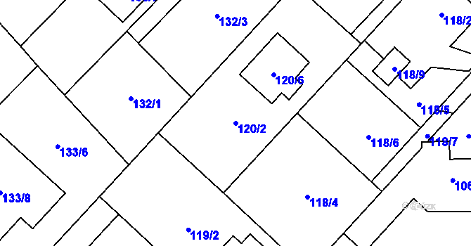 Parcela st. 120/2 v KÚ Lhotka u Ostravy, Katastrální mapa