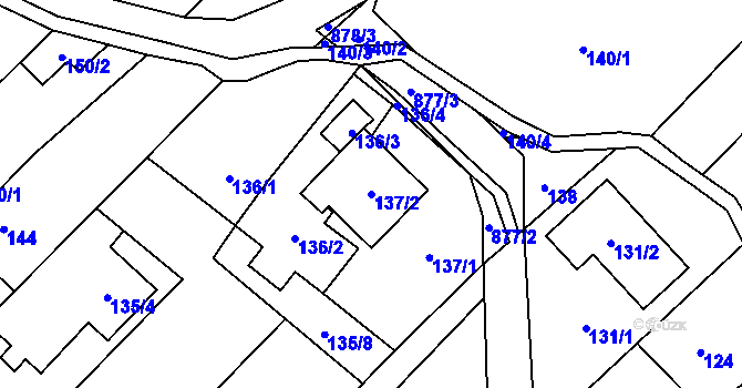 Parcela st. 137/2 v KÚ Lhotka u Ostravy, Katastrální mapa