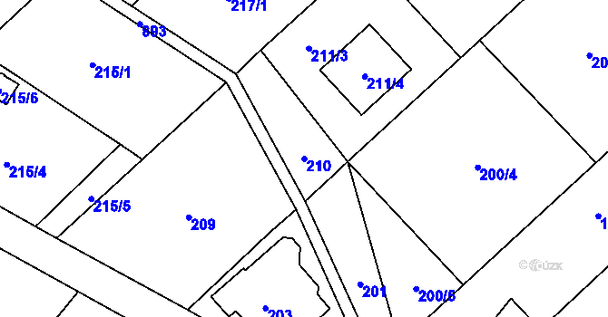 Parcela st. 210 v KÚ Lhotka u Ostravy, Katastrální mapa