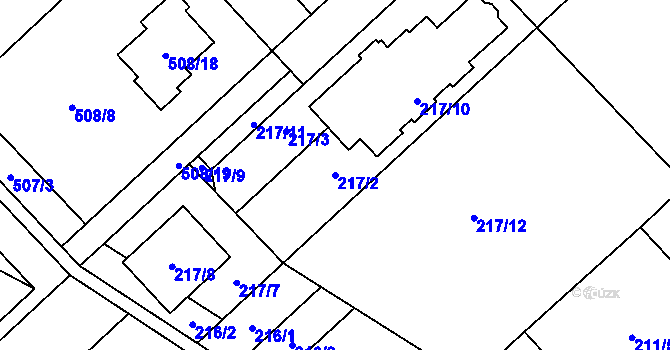 Parcela st. 217/2 v KÚ Lhotka u Ostravy, Katastrální mapa
