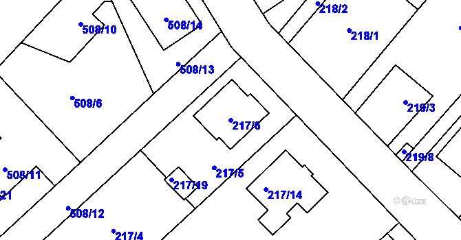 Parcela st. 217/6 v KÚ Lhotka u Ostravy, Katastrální mapa