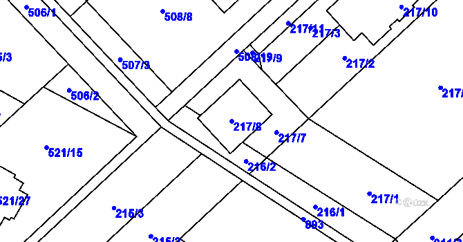 Parcela st. 217/8 v KÚ Lhotka u Ostravy, Katastrální mapa