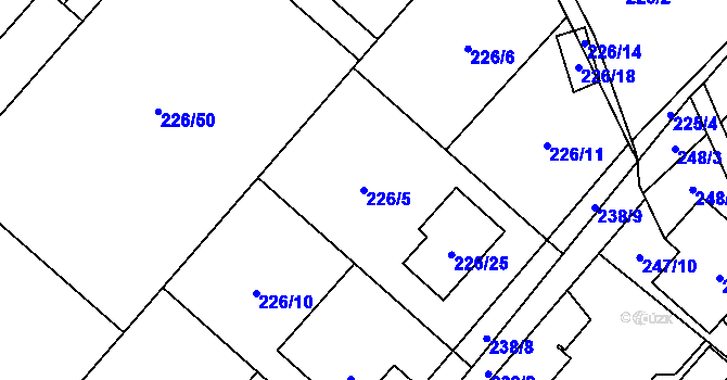 Parcela st. 226/5 v KÚ Lhotka u Ostravy, Katastrální mapa