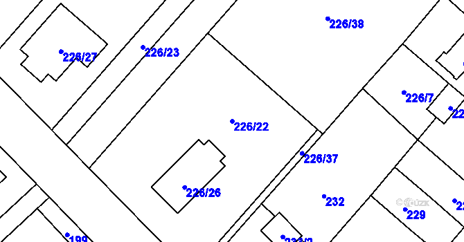 Parcela st. 226/22 v KÚ Lhotka u Ostravy, Katastrální mapa
