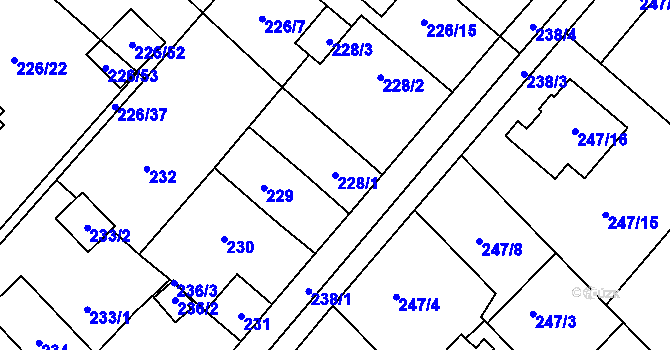 Parcela st. 228/1 v KÚ Lhotka u Ostravy, Katastrální mapa