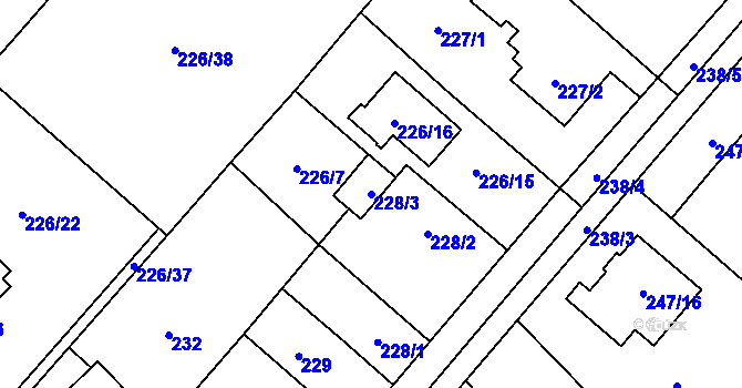 Parcela st. 228/3 v KÚ Lhotka u Ostravy, Katastrální mapa