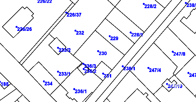 Parcela st. 230 v KÚ Lhotka u Ostravy, Katastrální mapa