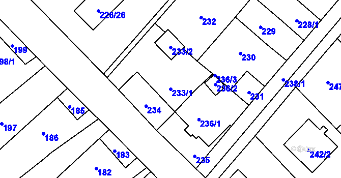 Parcela st. 233/1 v KÚ Lhotka u Ostravy, Katastrální mapa
