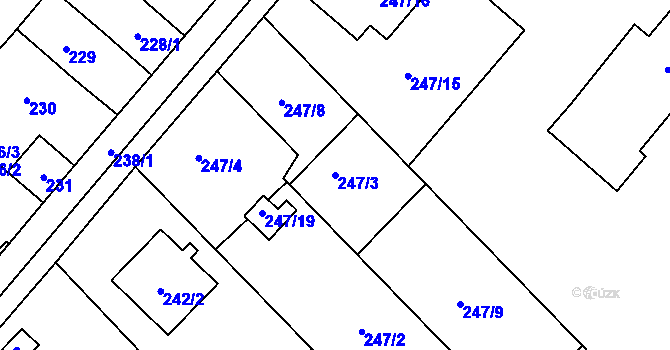 Parcela st. 247/3 v KÚ Lhotka u Ostravy, Katastrální mapa