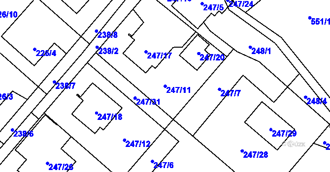 Parcela st. 247/11 v KÚ Lhotka u Ostravy, Katastrální mapa