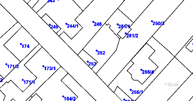 Parcela st. 252 v KÚ Lhotka u Ostravy, Katastrální mapa