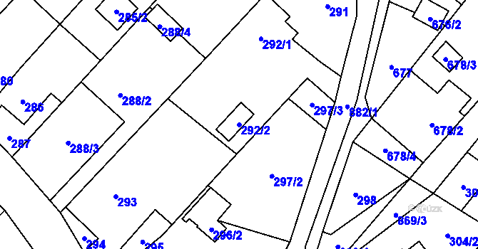 Parcela st. 292/2 v KÚ Lhotka u Ostravy, Katastrální mapa