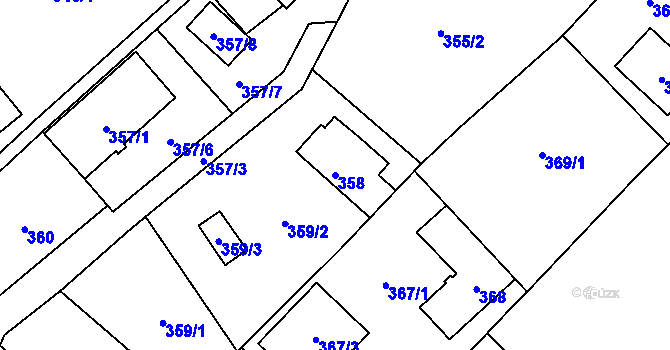 Parcela st. 358 v KÚ Lhotka u Ostravy, Katastrální mapa