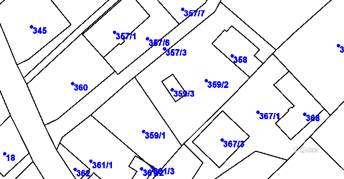 Parcela st. 359/3 v KÚ Lhotka u Ostravy, Katastrální mapa