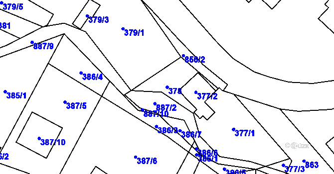 Parcela st. 378 v KÚ Lhotka u Ostravy, Katastrální mapa