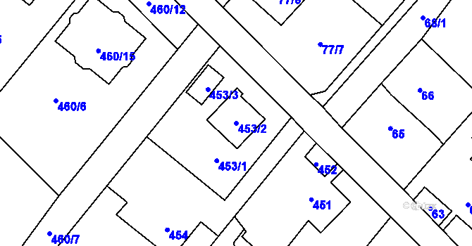 Parcela st. 453/2 v KÚ Lhotka u Ostravy, Katastrální mapa