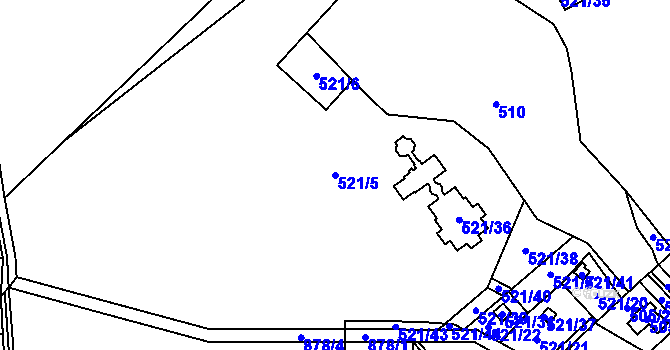 Parcela st. 521/5 v KÚ Lhotka u Ostravy, Katastrální mapa