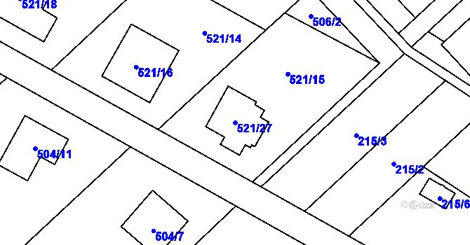 Parcela st. 521/27 v KÚ Lhotka u Ostravy, Katastrální mapa