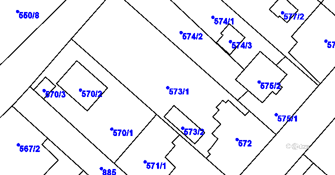 Parcela st. 573/1 v KÚ Lhotka u Ostravy, Katastrální mapa