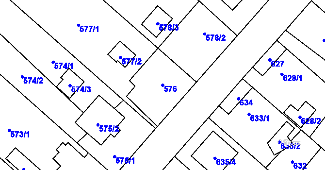 Parcela st. 576 v KÚ Lhotka u Ostravy, Katastrální mapa