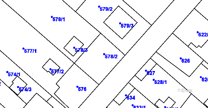 Parcela st. 578/2 v KÚ Lhotka u Ostravy, Katastrální mapa