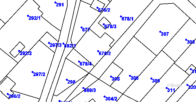 Parcela st. 678/2 v KÚ Lhotka u Ostravy, Katastrální mapa