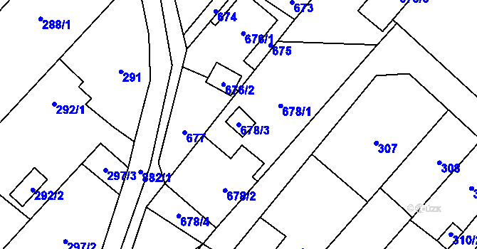 Parcela st. 678/3 v KÚ Lhotka u Ostravy, Katastrální mapa