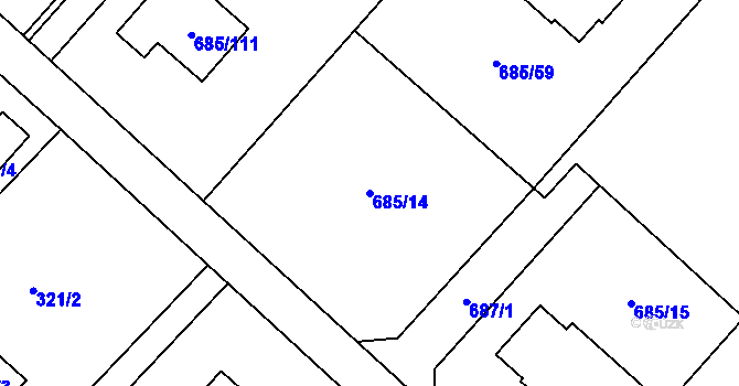 Parcela st. 685/14 v KÚ Lhotka u Ostravy, Katastrální mapa