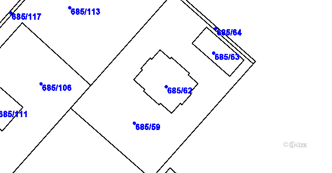 Parcela st. 685/62 v KÚ Lhotka u Ostravy, Katastrální mapa