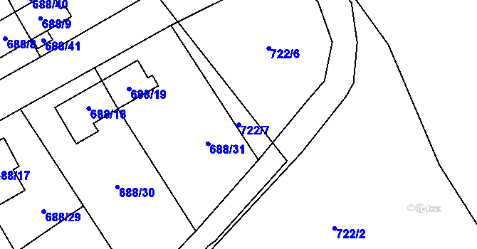 Parcela st. 722/7 v KÚ Lhotka u Ostravy, Katastrální mapa
