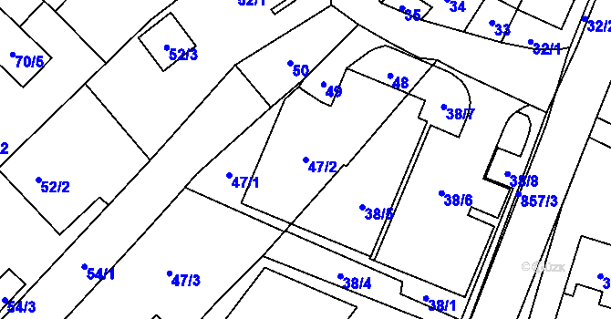 Parcela st. 47/2 v KÚ Lhotka u Ostravy, Katastrální mapa