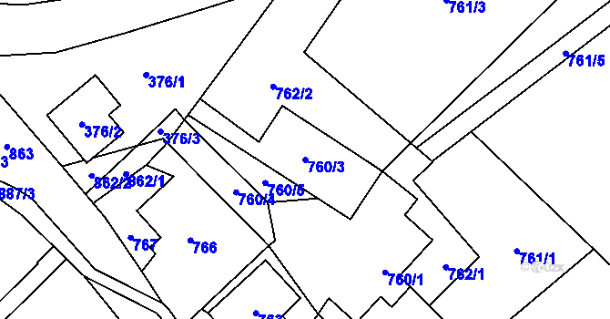 Parcela st. 760/3 v KÚ Lhotka u Ostravy, Katastrální mapa